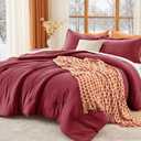 MUXHOMO Queen Comforter Set, All Season Ultra Soft Down Alternative Bedding - 3 Piece Lightweight Bed Set Includes 1 Comforter (90"x90") and 2 Pillow Shams (20"x26"), Burgundy Red