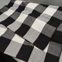 5 Pcs Outdoor Buffalo Plaid Decoration Set 4 Pcs 18x18 Buffalo Check Chair Pillow Covers 1 Cotton Plaid Door Rug for Door Front Porch Farmhouse Bedroom Decoration(Black and White)