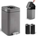 Dog Poop Trash Can Outside, 5L/1.3 Gal Pet Poop Bucket with Lid, Foot Pedal, Dog Waste Container with 40 Bags, Lid Soft Close for Pet, Grey