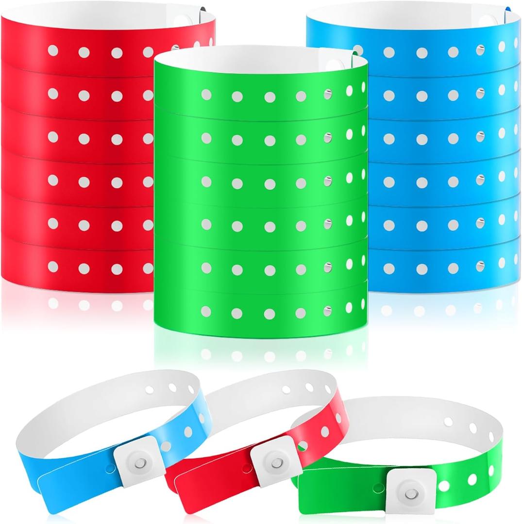 Henoyso 300 Pcs Mixed Color Plastic Wristbands for Events Vinyl Wristband Plastic Bracelet for Events Arm Band Identification for Concerts Carnivals