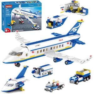 City Passenger Airplane Building Set,510 PCS STEM 6 in 1 Airport Passenger Plane Building Block Toy with Baggage Truck, Shuttle Bus, Christmas Birthday Gifts for Adults Boys Girls Age 6-12+