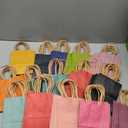 qiqee 100Pcs Mini Size Paper Gift Bags with Handles - 4.5"2.5"6" Kraft Small Party Bags - 16 Solid Colors