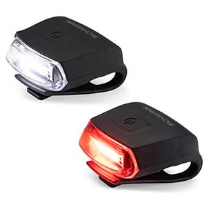 Schwinn LED Quick Wrap Bike Lights Set, Battery Powered Front Headlight and Rear/Back Tail Lights, Tool-Free Stretch-and-Hook Strap, 40 Lumen COB Wrap Light Set, Black