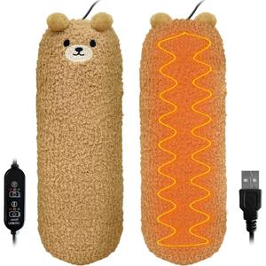 Heating Pad for Period Cramps & Menstrual Pain Relief, Cute Elephant Stuffed Animal Gift for Women Teen Girls Period Kit, Safe USB Powered Heat Pad for Car Travel (Heating Bear Beige)