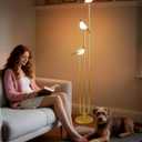 Lightdot 63IN Gold Floor Lamp for Living Room Modern Mid Century Standing Light with 3 Adjustable LED Bird Lights for Wedding Party Unique Candle Holder Style Tall Floor Lamp for Bedroom Kids Room