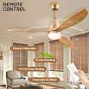 52 inch Champagne Gold Luxury Style Ceiling Fan with Light Solid Wood Blade Noiseless Reversible Motor Dimmable Light Memory Living Room and Bedroom Ceiling Fan (Golden04) (Gold)