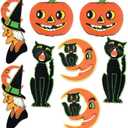 Beistle 8 Piece Retro Vintage Paper Halloween Decoration Cut Outs, 14" - 23"