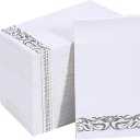 Vplus 200 Pack Paper Napkins Guest Towels Disposable Premium Quality 3-ply Dinner Napkins Disposable Soft, Absorbent, Perfect for Kitchen, Wedding, Parties, Dinners or Events(Silver)