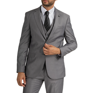 Men's 3-Piece Suits Slim Fit 1 Button Dress Suit Jacket Blazer, Pants & Vest Set , Gray, Size M