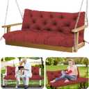 Porch Swing Cushions Outdoor 60 inch Waterproof Swing Cushions 3 Seater Replacement with Backrest and Ties Thicken 5" Bench Swing Cushion for Outdoor Furniture Patio(Wine Red60x40x5inch)