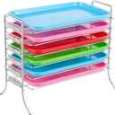 Moxweyeni Dental Instrument Tray Rack for Size F Trays 6-Tier Dental Organizer Chrome Plated Medical Tool Holder for Sterilization Friendly Corrosion (Model 300trf)