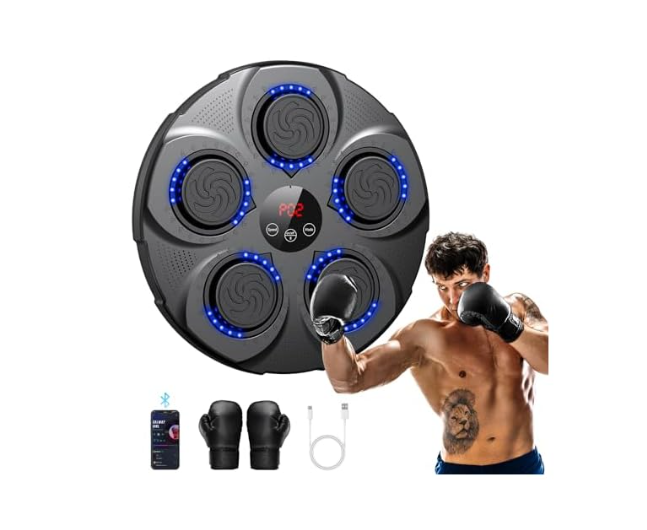 JEYFLAW Music Boxing Machine, Electronic Bluetooth Music Boxing Equipment Wall Mount, Large Adult Youth Professional Boxing Training Punching Equipment with Boxing Gloves, Boxing Game for Gym and Home