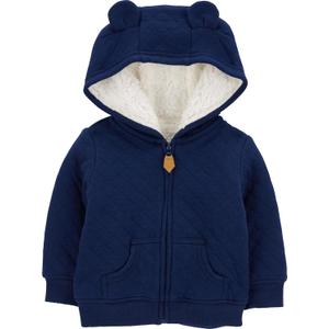 Simple Joys by Carter's Baby Hooded Sweater Jacket with Sherpa For 12 Month Old (Navy)