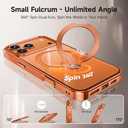 [Tri-Shield Protection] for iPhone 17 Pro Case with 360° Spin Stand Compatible with MagSafe [Magnetic CD Ring] [Screen & Camera Lens Protector] Shockproof Plating Never-Yellowing, Cosmic Orange-6.3"