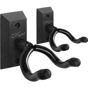 SNIGJAT Guitar Wall Mount 2 Pack, Guitar Hanger Wall Hook Holder Stand with Screws, Hardwood Mount Hanger for Acoustic Bass,Banjo, Mandolin Guitar, Bass, Banjo, Mandolin (Black Matte)