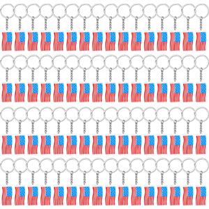 Nosiny 100 Pcs American Flag Keychains USA Flag Key Chains Patriotic Party Favor 4th of July Accessories for Kids Adults Veterans Day Gifts Independence Memorial Day Souvenir
