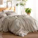 Bedsure Linen Duvet Cover King - Linen Cotton Blend Duvet Cover Set, Tannish Color Duvet Cover, 3 Pieces, 1 Duvet Cover 104 x 90 Inches and 2 Pillowcases, Comforter Sold Separately