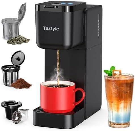 Amazon.com: Tastyle Single Serve Coffee Maker for K Cup, Ground and Tea Leaves, Hot and Iced Coffee Machines with Bold Setting, 6 to 16 Oz Brew Sizes, Compact for Small Spaces, Black (2.0 Version): Home & Kitchen