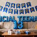 Official Teenager 13th Birthday Decorations for Boys Girls, Blue Banner Number 13 Birthday Foil Balloons for 13 Years Old Birthday Anniversary Supplies Boys Girls(13th)