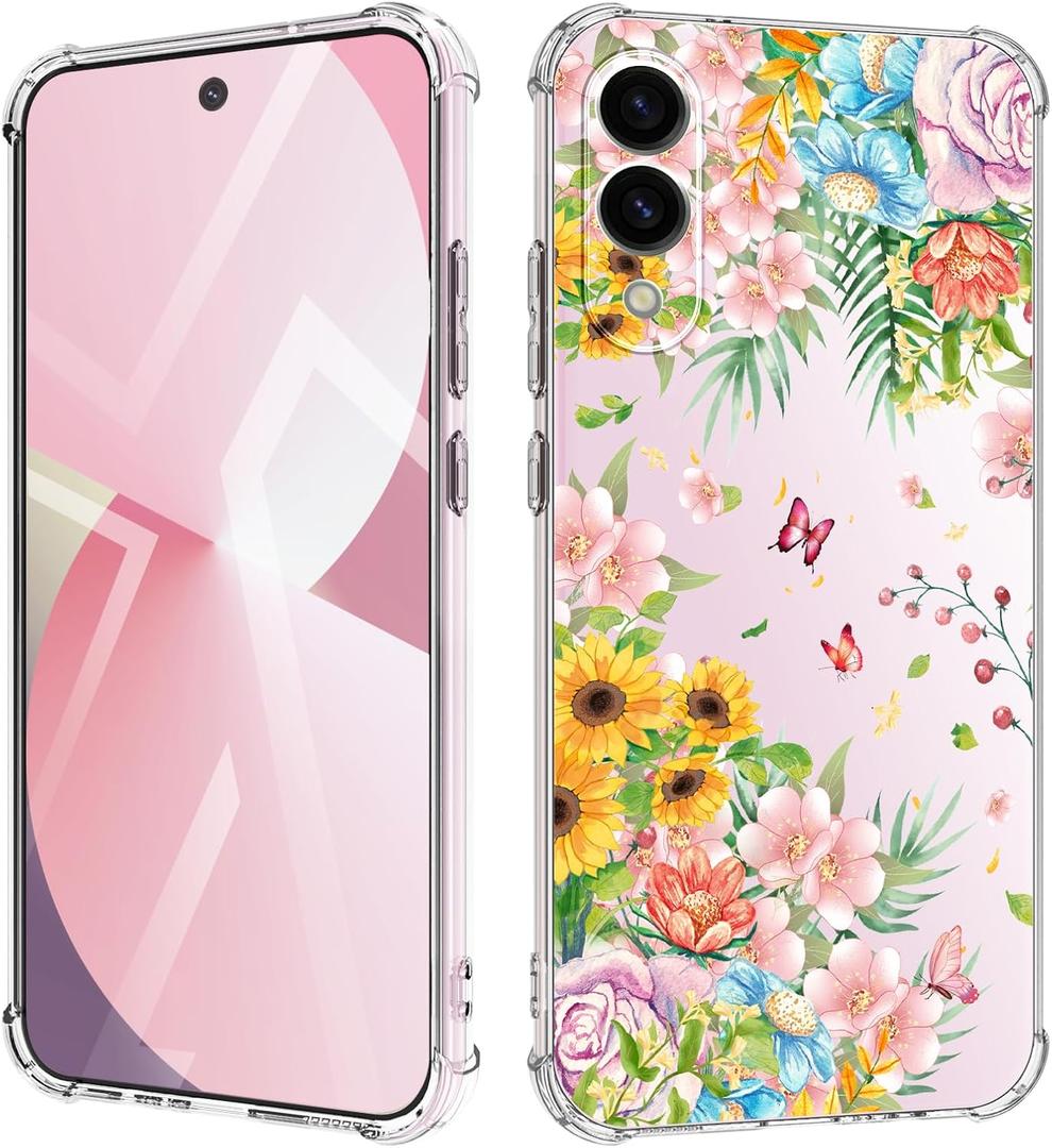 for Samsung Galaxy S25 Edge Case 5G 6.65", [10FT Military Grade Drop Test] Flowers Slim TPU Protective Shockproof Phone Case Cover (Rainforest Sweetie)