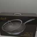 Titanium Wok Pan with Lid 12" Non-Toxic PFAS-Free Woks & Stir-fry Pans, Tri-Ply Titanium & Stainless Steel, Induction & Dishwasher Safe