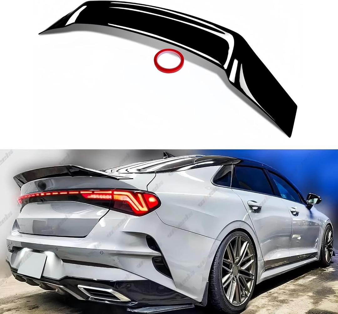 Rear Trunk Spoiler Compatible with 2021-2024 KIA K5 LX LXS EX, R Style Duckbill Spoiler Fits for 21-24, Exterior High Kick Tail Deck Lid Wing Lip (Glossy Black)