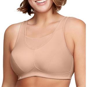 Glamorise Women's Full Figure No Bounce Plus Size Camisole Wirefree Back Close Sports Bra #1066, 34G, Cafe