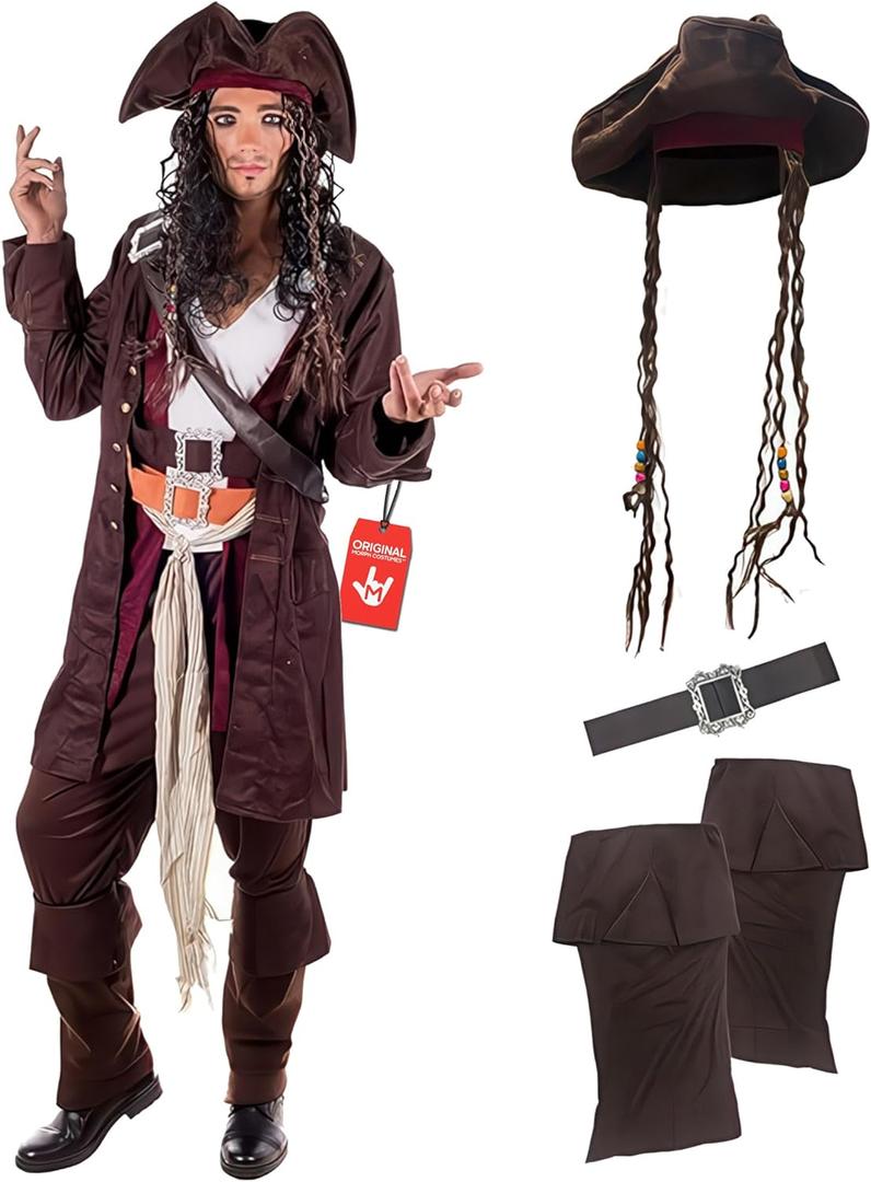 fun shack Pirate Costume Men, Men's Pirate Costume, Halloween Costumes for Men, Halloween Costumes Adult (Medium)