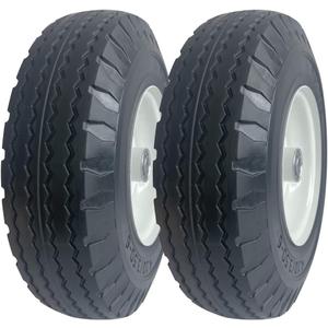 2-Pack 4.10/3.50-6" Flat-Free Tire, Hand Truck Tire on Wheel, 3" Centered Hub 5/8" Ball Bearings