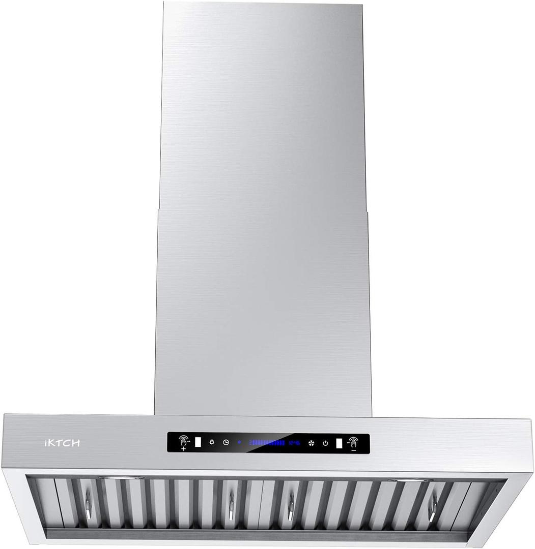 IKTCH 30 inch Wall Mount Range Hood, 1200 CFM Ducted Range Hood with 4 Speed Fan, Durable Stainless Steel with Gesture Sensing & Touch Control IKP01-30