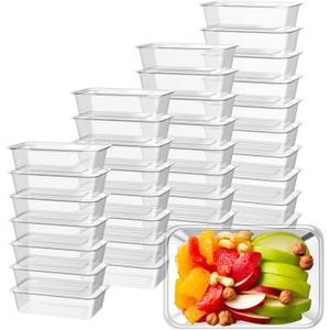 Bokon 60 Pcs Plastic Meal Prep Container with Lid Disposable Clear Lunch Containers Stackable Food Storage Container Box Spill Proof for Salad Snack Microwave Dishwasher Freezer Safe (25 oz)
