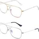 JM Aviator Blue Light Blocking Computer Glasses, Square Eye Protect Video Eyeglasses Anti Glare Men Women
 +1.50