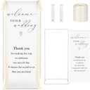 Lumina Wedding Welcome Sign Stand With Linen Sign with Satin Ribbon Adjustable Easel Stand Bridal Shower Welcome Decoration for Garden Ceremony Lawn Outdoor Indoor(Beige)