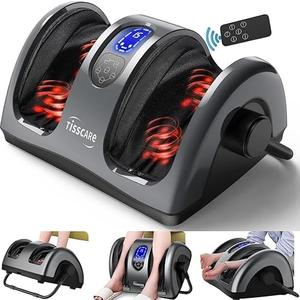 TISSCARE Shiatsu Massage Foot Massager Machine - Improves Blood Flow Circulation, Deep Kneading & Tissue with Heat /Remote, Neuropathy, Plantar Fasciitis, Diabetics, Pain Relief