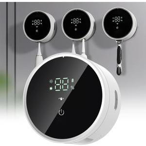 Toothbrush Holders Cleaner & Dryer for Bathroom - Mirror Wall Mounted [Rechargeable, Auto Sensor Open/Close Lid, LED Smart Screen] Adhesive Electric Tooth Brush Razor Holder with Cover for Home Travel