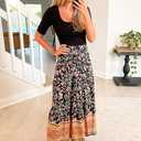 CFLONGE Summer Maxi Skirts for Women 2025 Fashion Boho Long Skirt Trendy Floral High Waist A Line Beach Skirt Vacation Outfit (M)