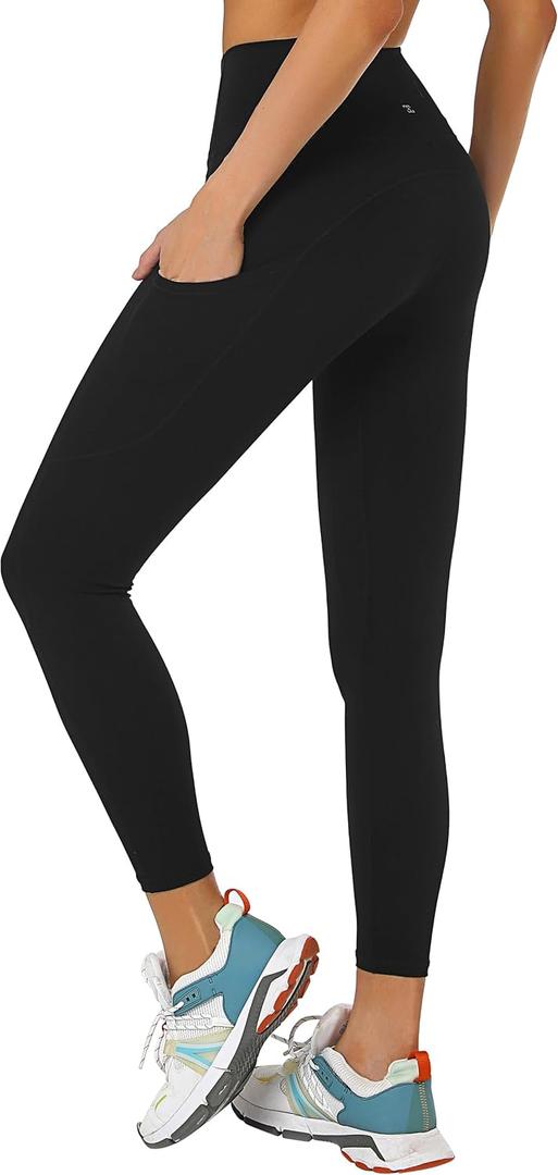 Buttery Soft Tummy Control Workout Leggings with Pockets for Women High Waisted Athletic Yoga Pants (X-Large, Black)