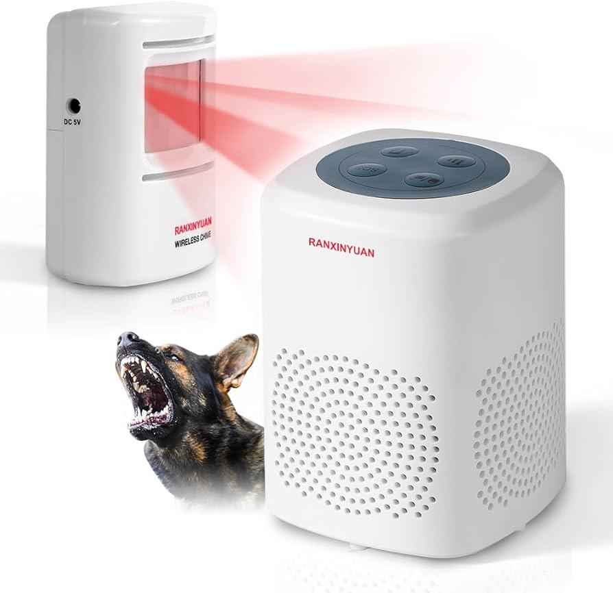 Dog Barking Alarm Motion Detector Outdoor Pir Human Body Motion Sensor Alarm Electronic Deterrent Motion Activated Home Security (2 Detectors+ 1 Receiver)