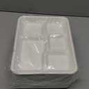 ECOLipak 100% Compostable 5 Compartment Plates, 125 Pack Disposable Paper Plates, Heavy-Duty Biodegradable Sugarcane Plates, Eco-Friendly School Lunch Trays