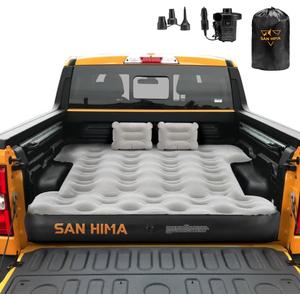 SAN HIMA Truck Bed Air Mattress for 6-6.3ft Mid Size Regular Bed, Inflatable Pickup Truck Mattress with Electric Pump & Carry Bag, Waterproof PVC Camping Air Mattress, Camel & Black