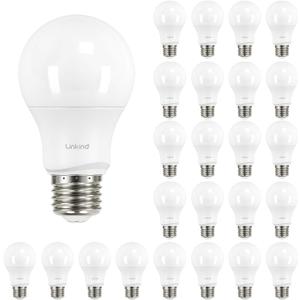Linkind Dimmable A19 LED Light Bulbs, 60W Equivalent, E26 Base, 5000K Daylight, 9.5W 840 Lumens 120V, UL Listed FCC Certified, Pack of 24