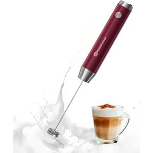Maestri House Rechargeable Milk Frother with Stand, Adjustable 2-Speed Handheld Electric Foam Maker Waterproof Detachable Stainless Steel Whisk Drink Mixer Foamer for Lattes, Cappuccino (Grape Purple)