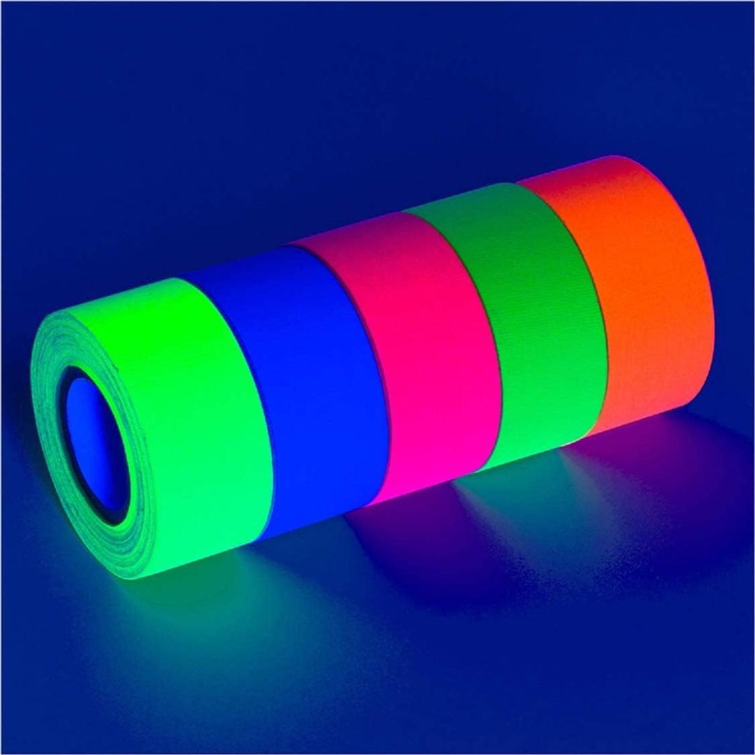 Glow King Blacklight Reactive Glow Tape | Premium UV Fluorescent Neon Party Gift for Events | Multipurpose Luminous Colored Tape for Room Decoration | Glow in the Dark Cloth Tape 1 in x 18 ft