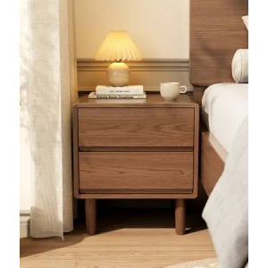 Solid Wood Nightstand,Walnut Night Stand with Drawers,Mid Century Modern Nightstand,Small Night Stand for Bedroom, Dorm and Living Room,Walnut Bedside Table