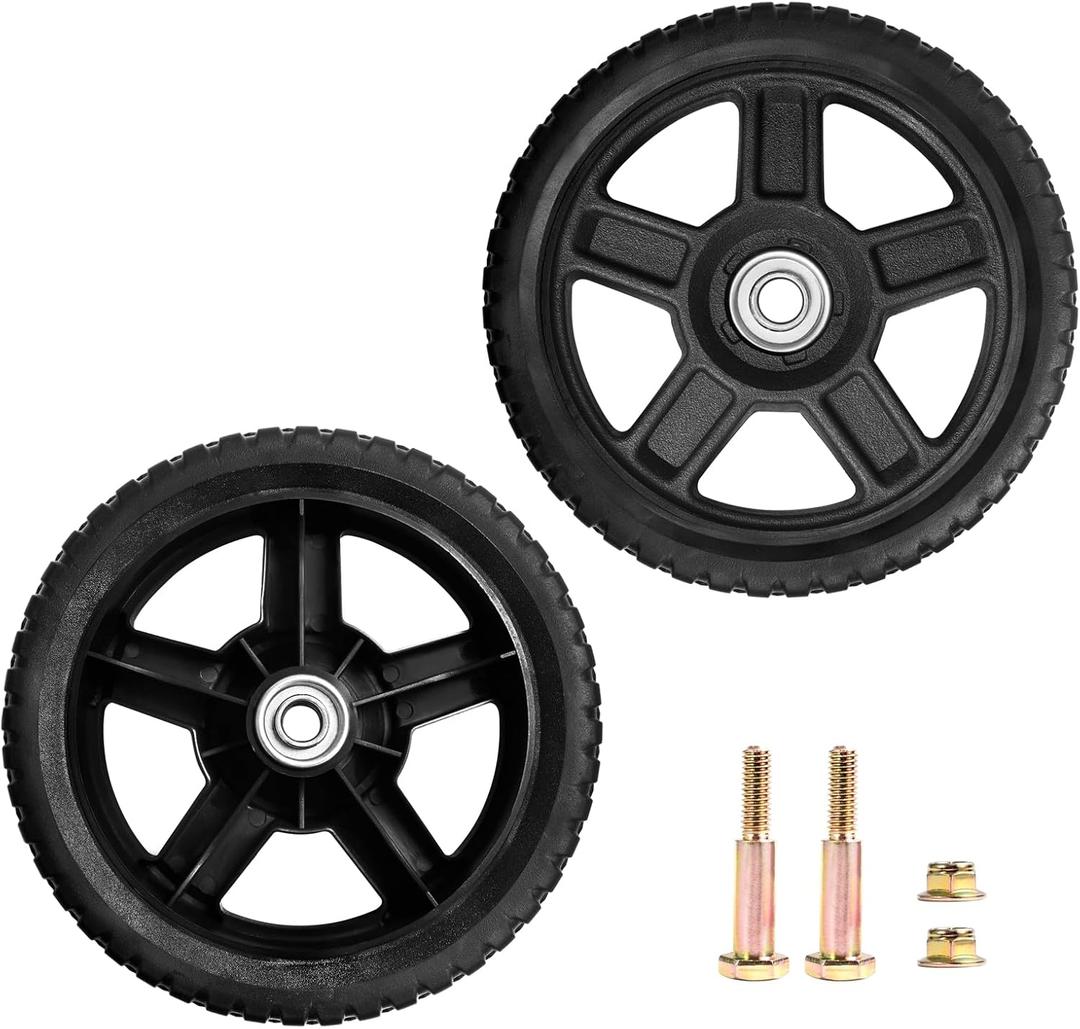7 Inch Lawnmower Wheel with Bolts Gaskets, Lock Nuts Kit Fit for Most Push Lawn Mowers/Generator/Garden Tiller/Hand Truck, 2 Pack