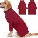 cyeollo Dog Christmas Sweater Turtleneck Soft Knitted Sweaters with Long Sleeves Warm Cozy Dog Clothes for Large Dogs, Burgundy 2XL