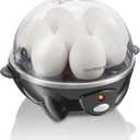 Hamilton Beach Egg Cooker 3-in-1 for Hard Boiled & Poached Eggs, Omelets & Vegetable Steamer, Holds 7, Black (25507)