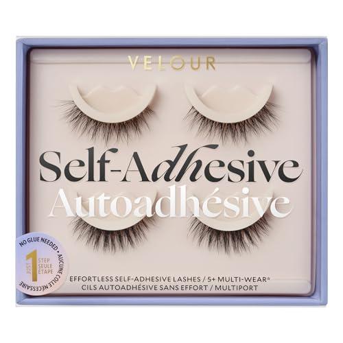 Velour Effortless Self Adhesive Eyelashes (2-Pack), Reusable Pre Glued Strip Lashes, No Trim Needed Lash Strips, Press On Eyelashes No Glue Needed, Lightweight Adhesive Eyelash Strips