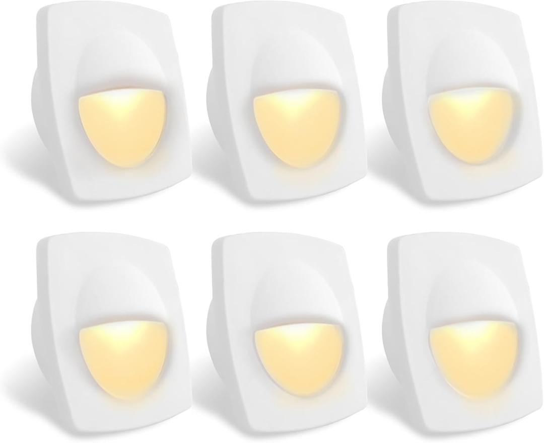 Dream lighting 12volt IP65 LED Stair Step Light Low Voltage Fixtures for Marine Ship Boat Courtesy Lights-Warm White, White Shell, Pack of 6