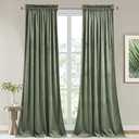 StangH Sage Green Velvet Curtains 90 inches Long, Living Room Thermal Insulated Sliding Door Curtains Elegant Home Decor for Nursery Bedroom Office, W52 x L90, 2 Panels